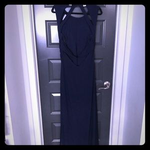 Navy Blue, open back Evening Gown